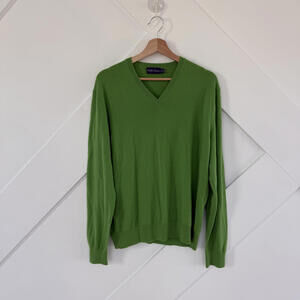 Ralph Lauren Purple Label Men's Green Cashmere V-Neck Sweater XL